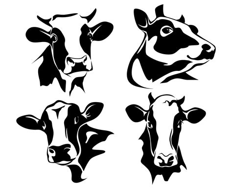 Printable Cow Head Silhouette